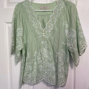 LOFT Mint Green Floral Blouse